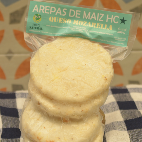 Producto natural, calidad premium, domicilios Bogotá Arepa de maíz premium con queso congeladas paquete x 5